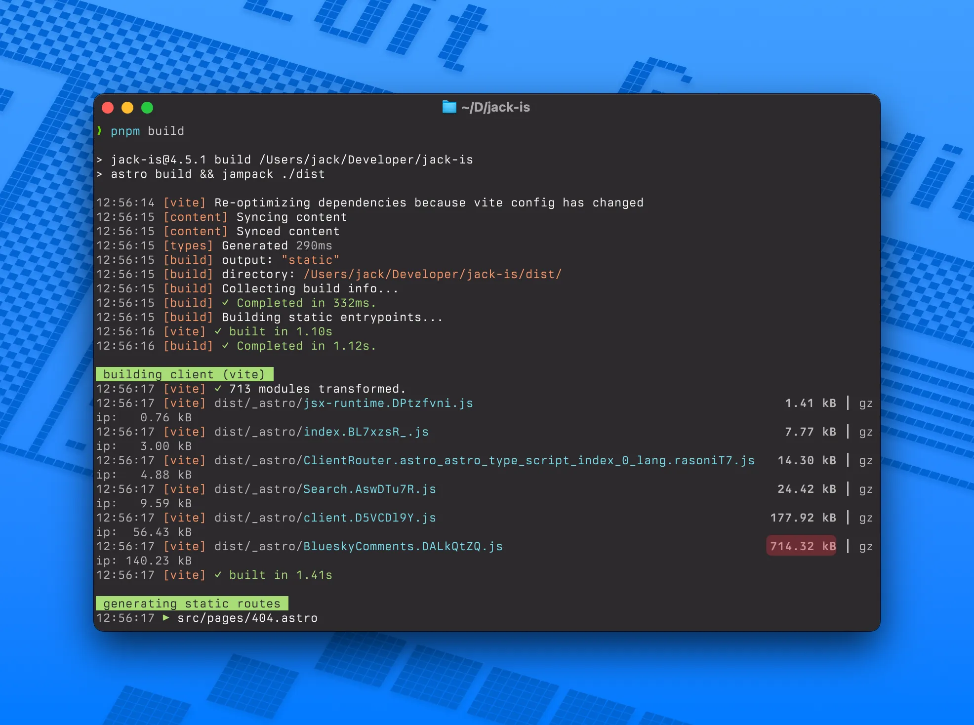 screenshot of terminal, with the size of the bluesky comments file highlighted showing 700kB